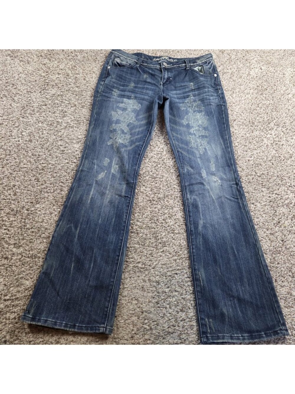 Almost Famous Jeans Womens 13 Blue Distressed Boot Cut Casual